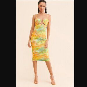 New Audette Studios Joss Mesh Midi Dress Size Large MSRP: $268